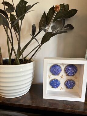 Hand crafted Framed Purple Shell Wall Art - Home Wall Decor